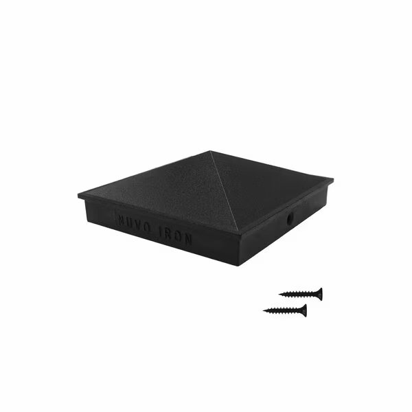 4in x 4in BLACK ALUMINUM ORNAMENTAL PYRAMID POST CAP, Nuvo Iron, Mfr#: PCP02